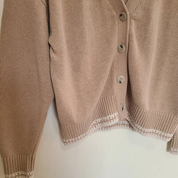 NWT Amour Vert Texture Cotton Cardigan Biscotti size M - Picture 9 of 11